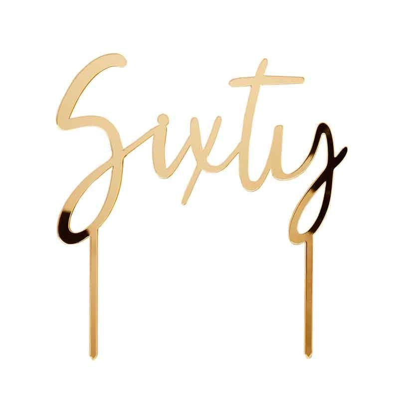 Gold Sixty Acrylic Cake Topper