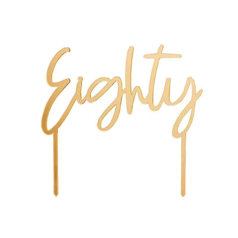 Gold Eighty Acrylic Cake Topper