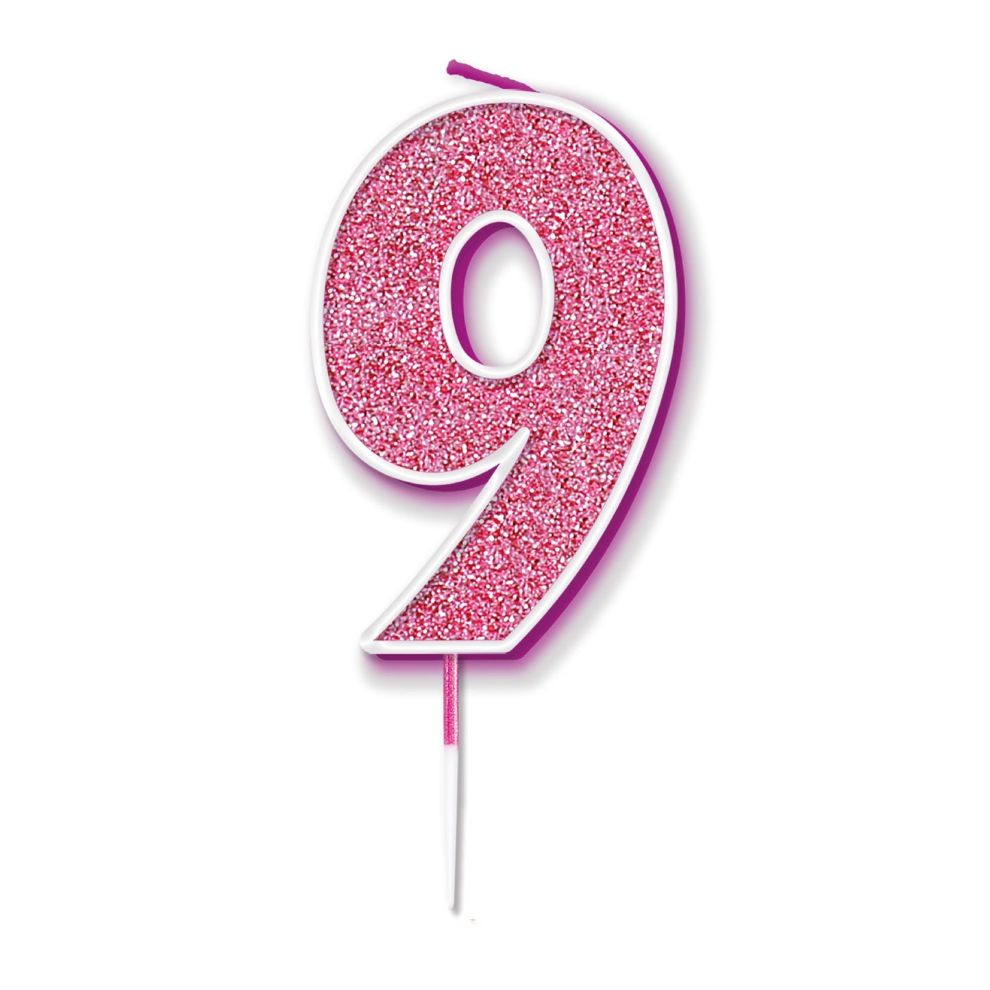Pink Glitter Numbers 0-9 Candles