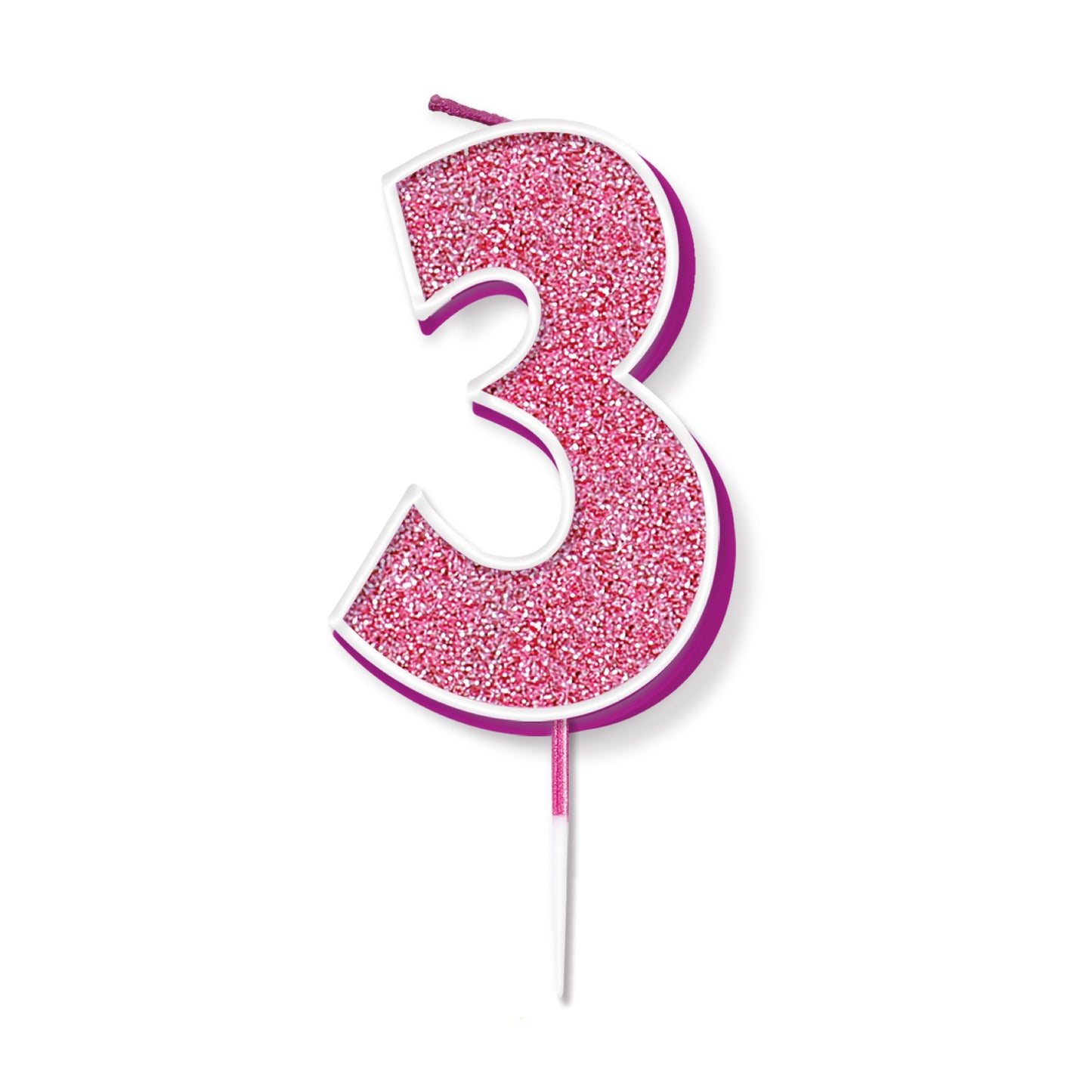 Pink Glitter Numbers 0-9 Candles