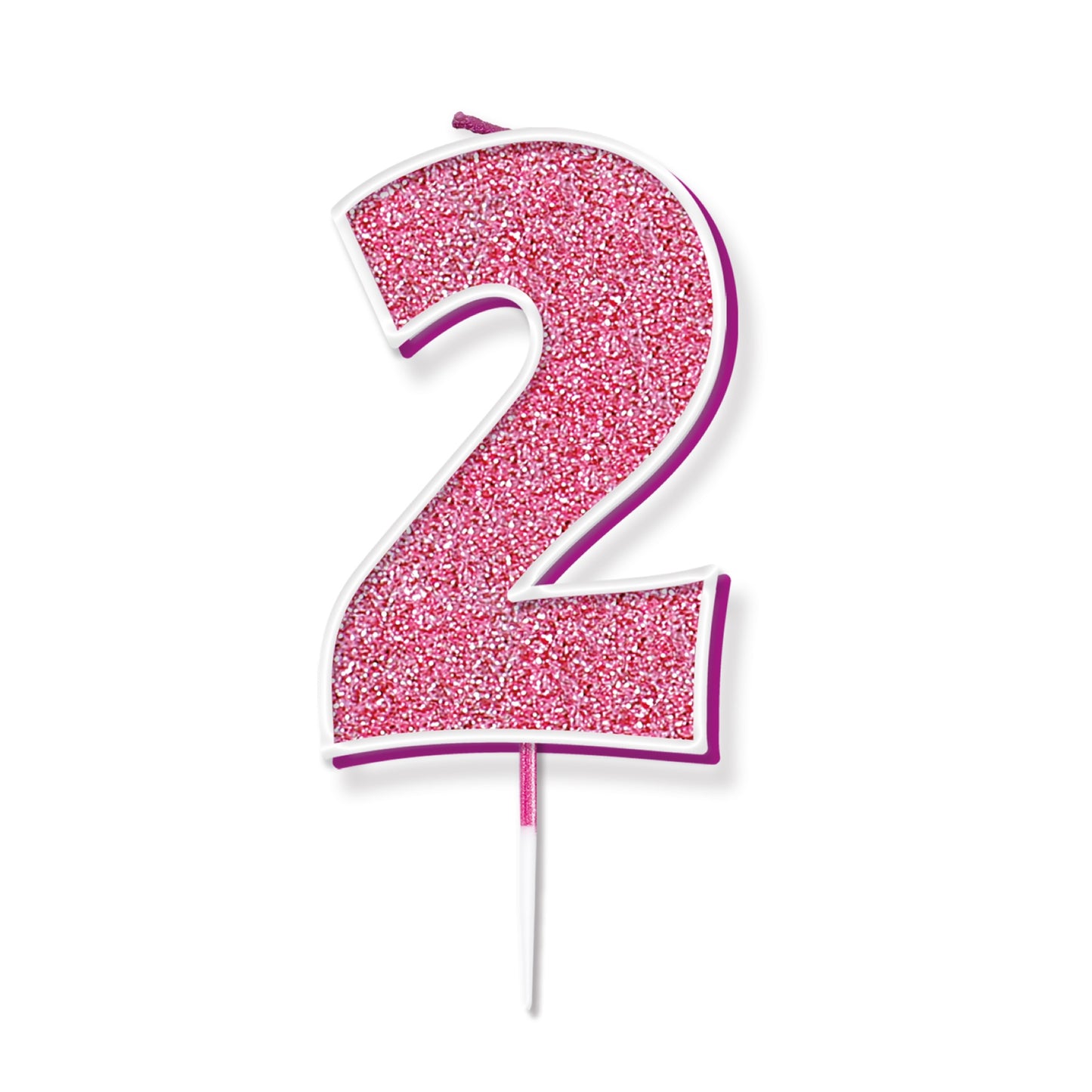 Pink Glitter Numbers 0-9 Candles