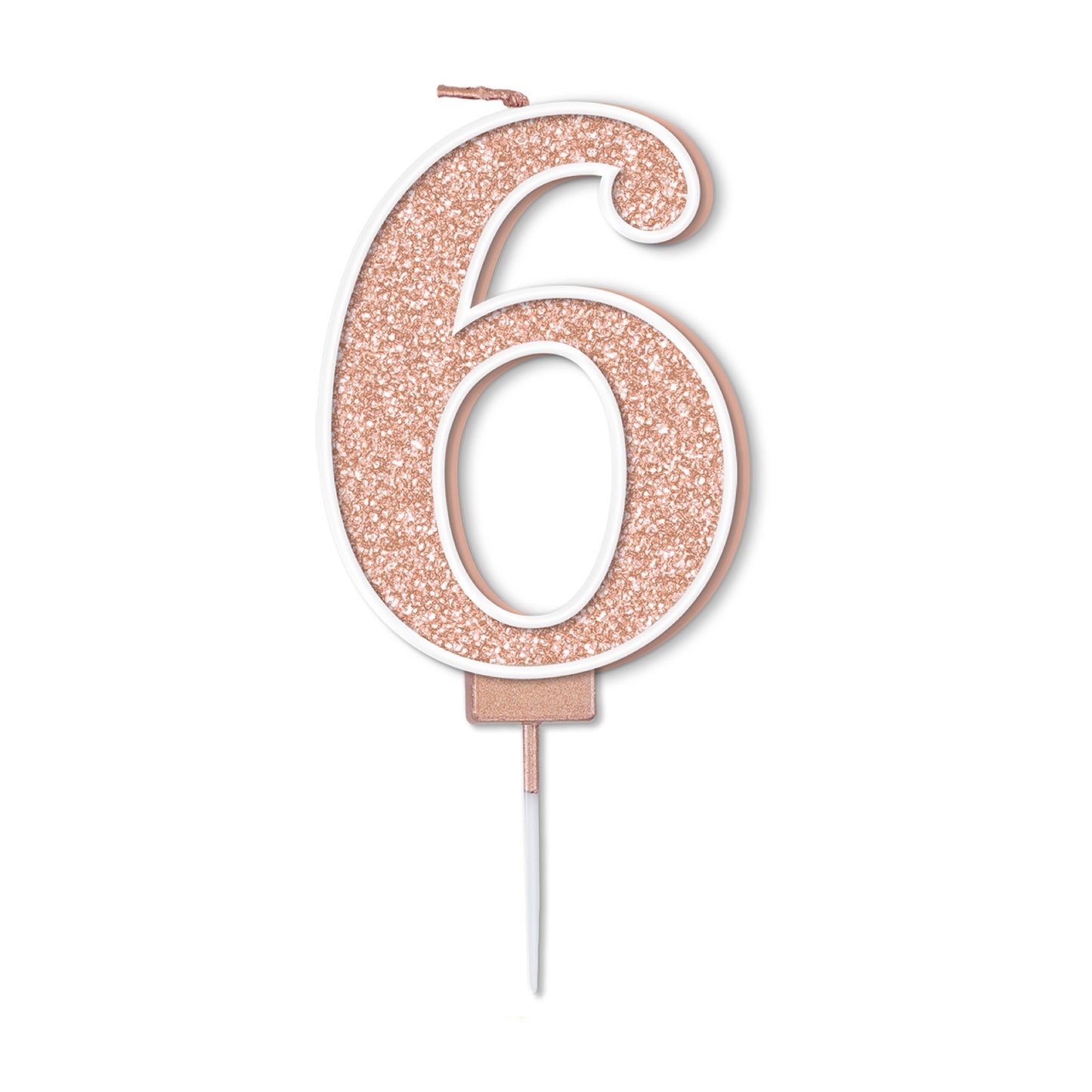Rose Gold Glitter Numbers 0-9 Candles