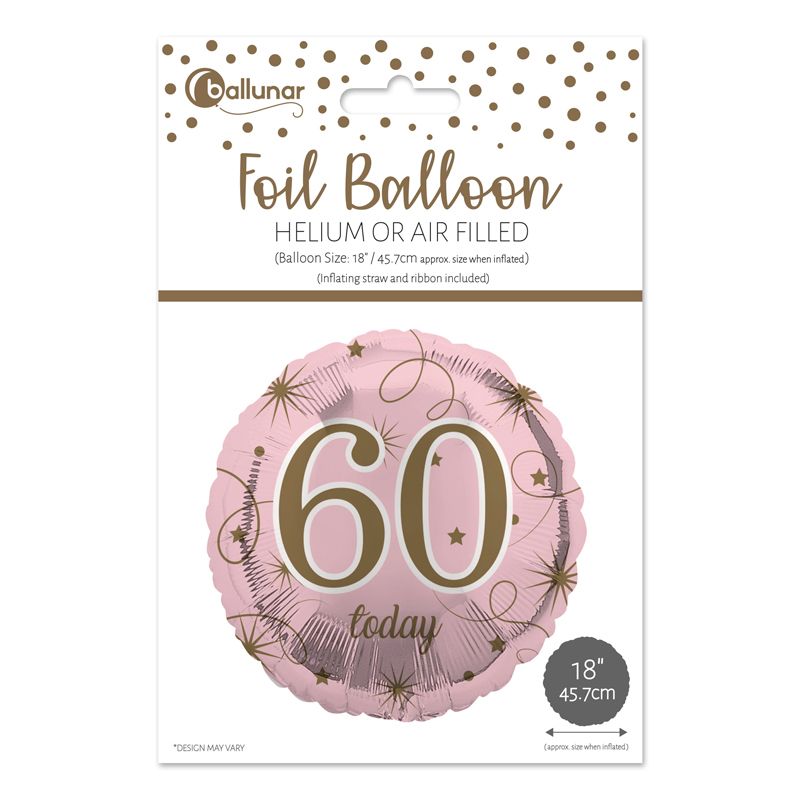 60th Birthday Pink & Rose Gold Foil AIR FILL Balloon