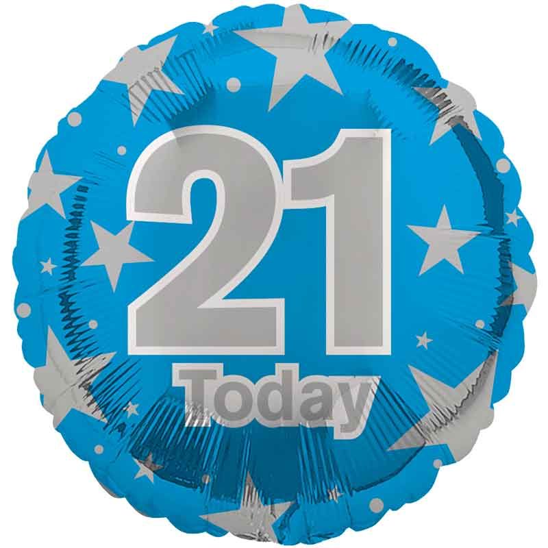 21st Birthday Blue Foil Balloon