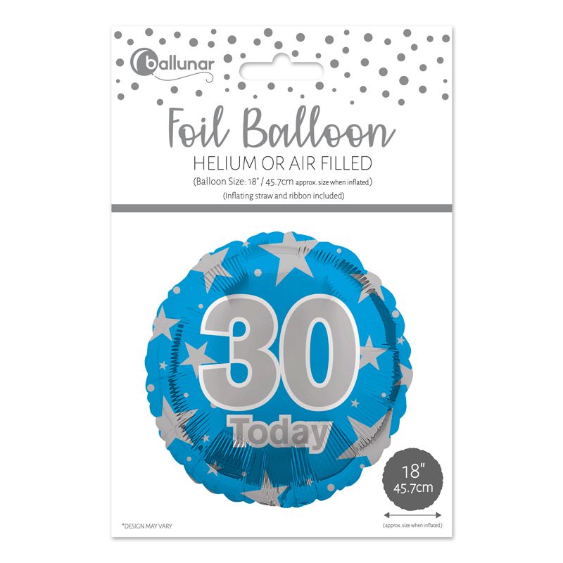 30th Birthday Blue Foil Balloon