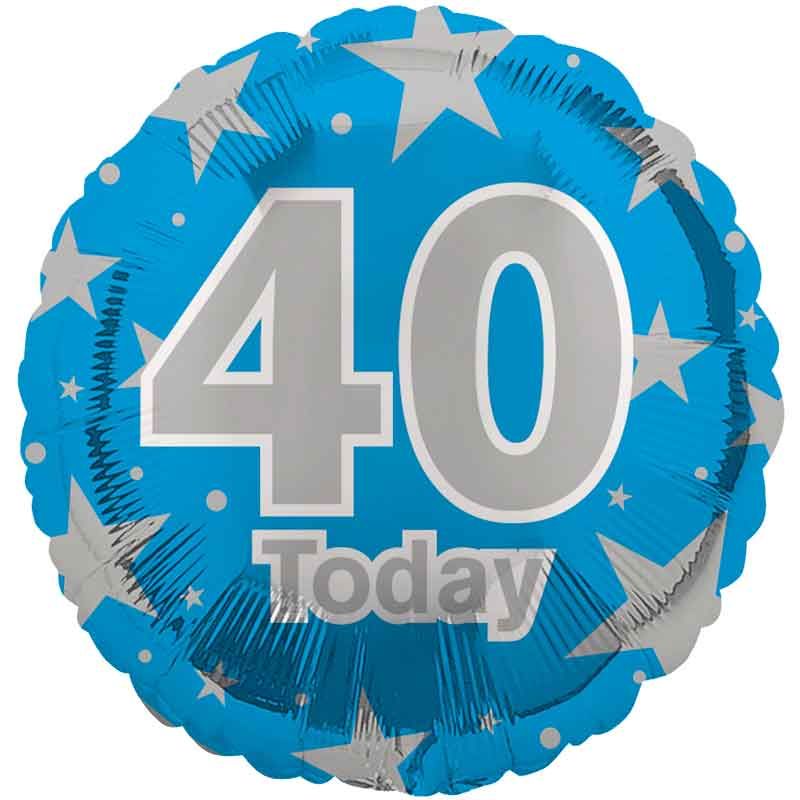 40th Birthday Blue Foil Balloon