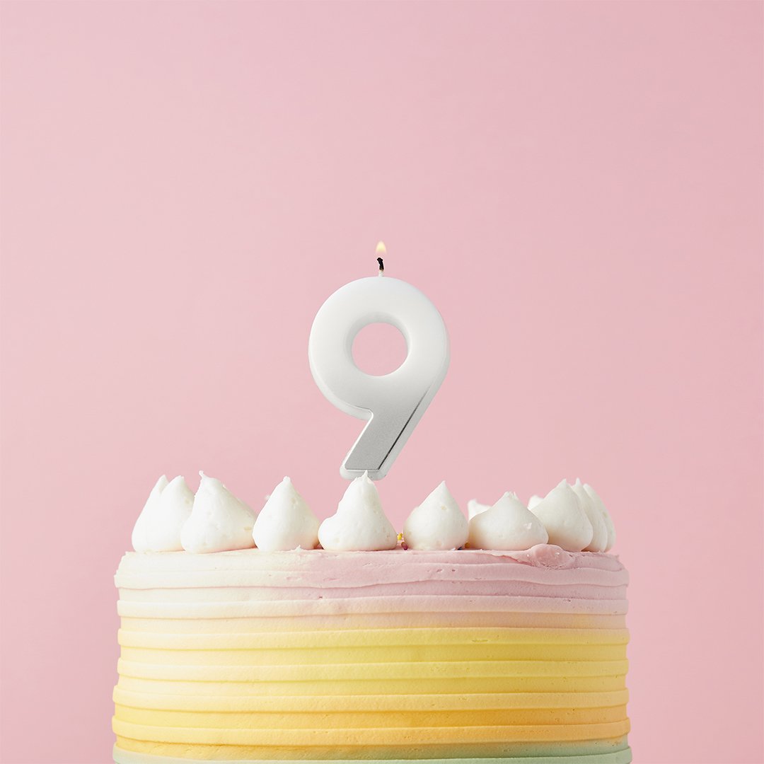 Silver Ombre Numbers 0-9 Candles
