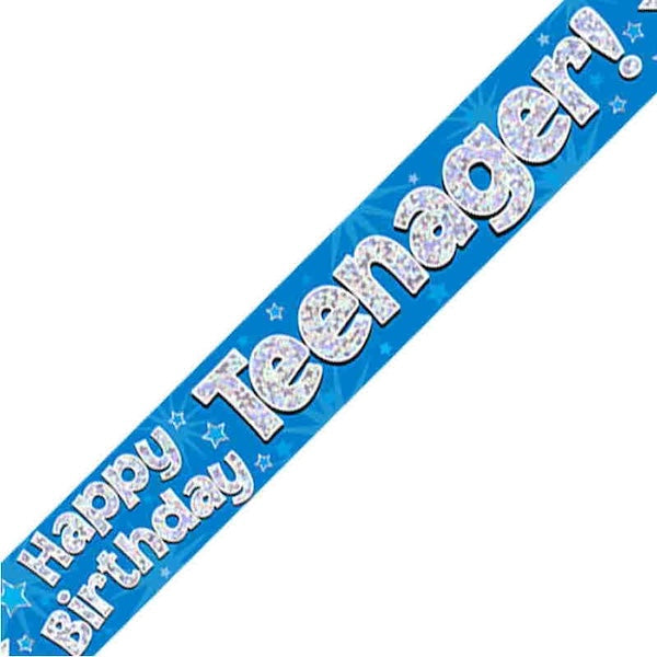 Blue Happy Birthday Teenager Banner