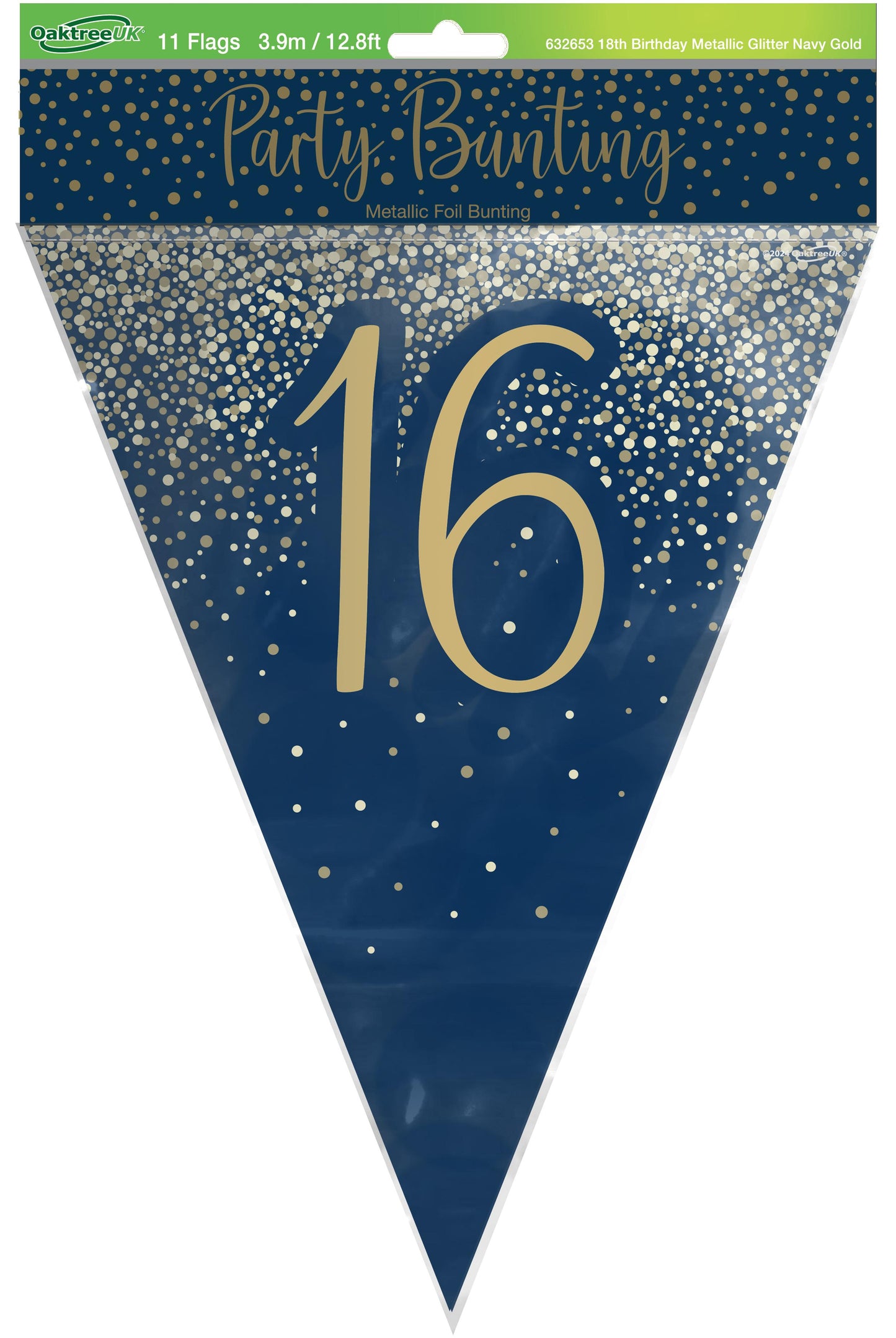 16th Birthday Blue & Gold Bunting