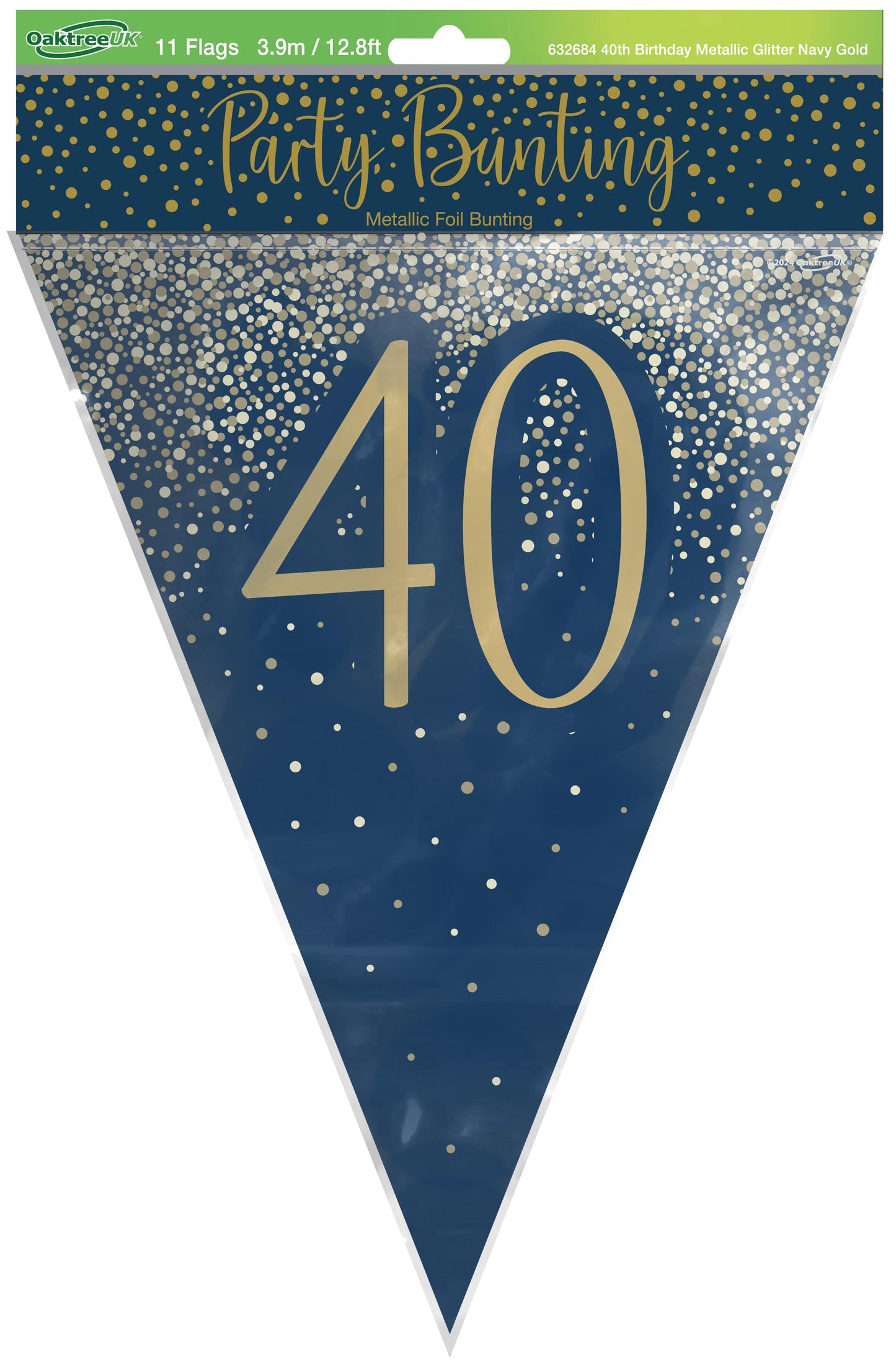 40th Birthday Blue & Gold Bunting