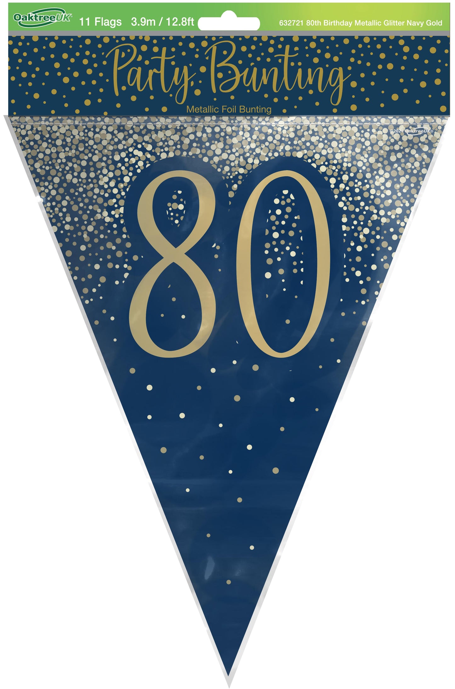 80th Birthday Blue & Gold Bunting