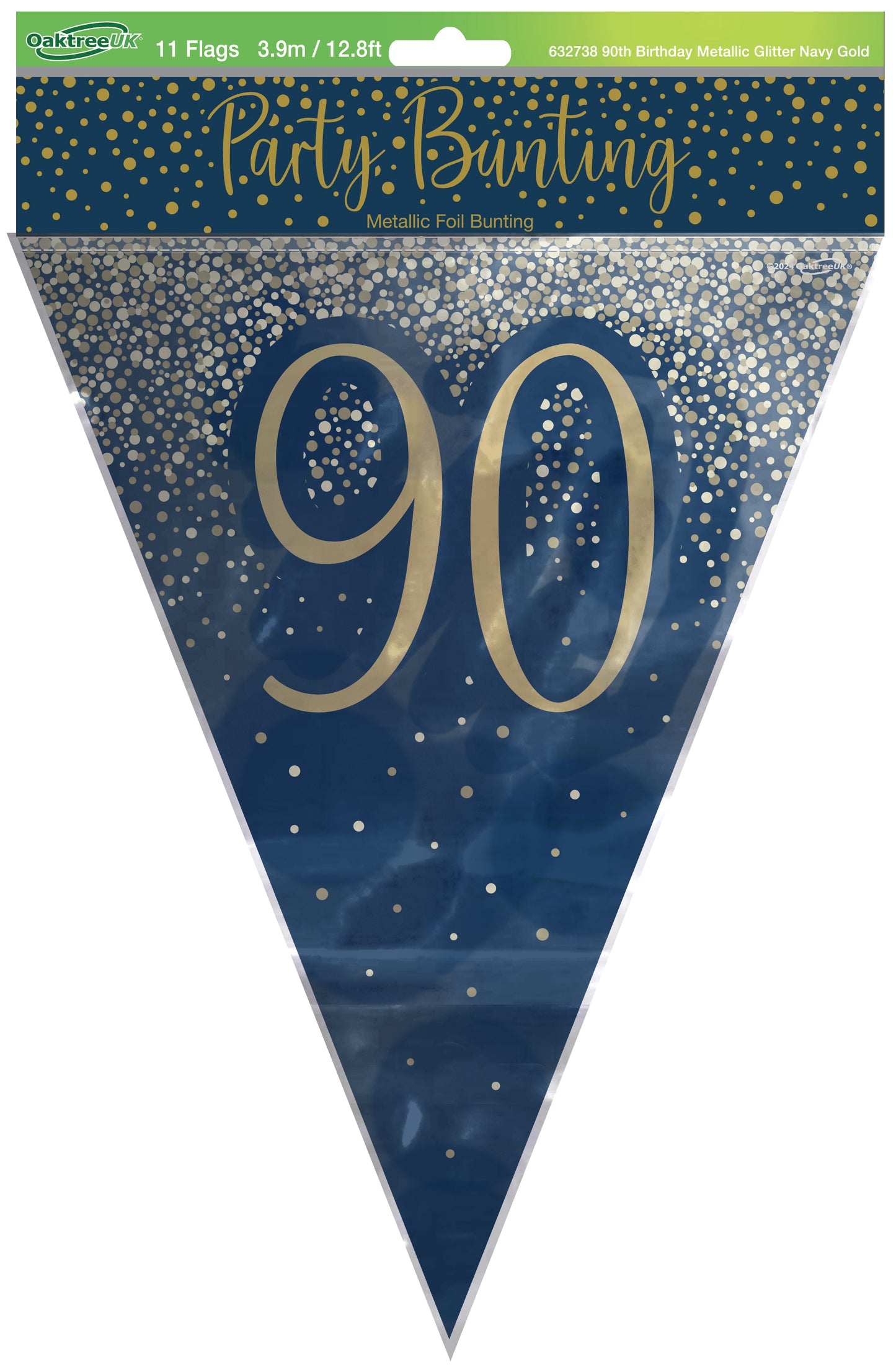 90th Birthday Blue & Gold Bunting