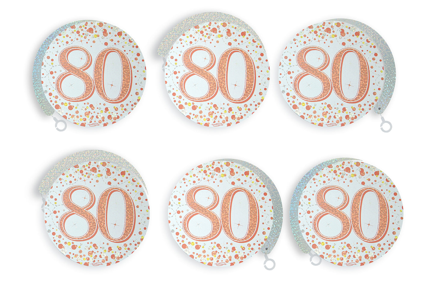 80th Birthday Rose Gold Hanging Swirls