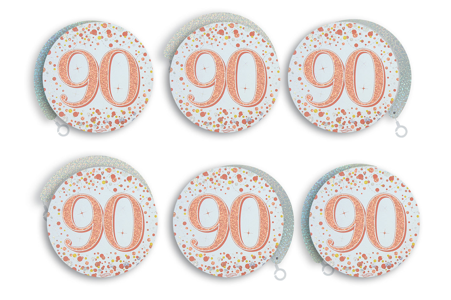 90th Birthday Rose Gold Hanging Swirls