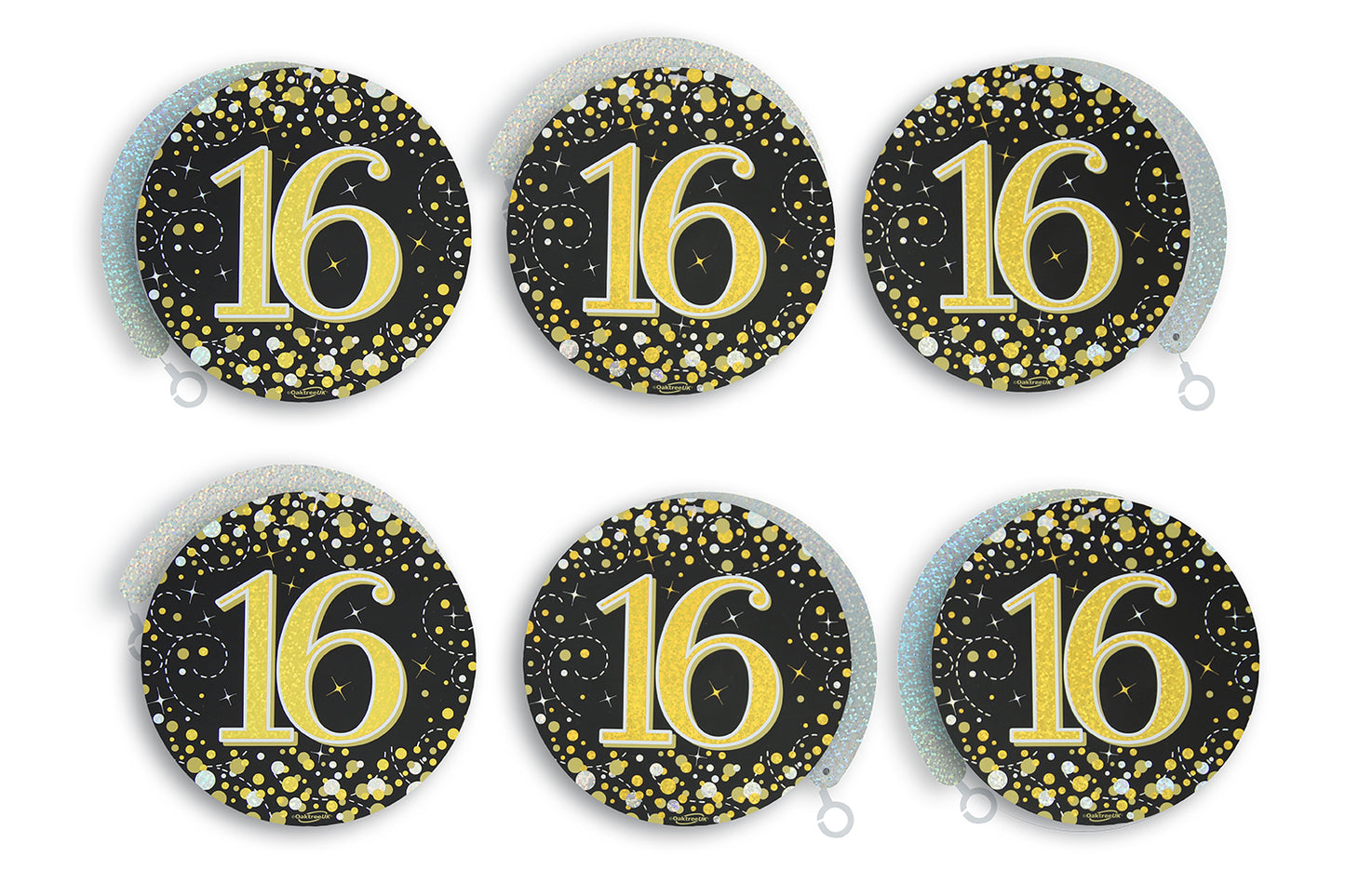 16th Birthday Black & Gold Hanging Swirls