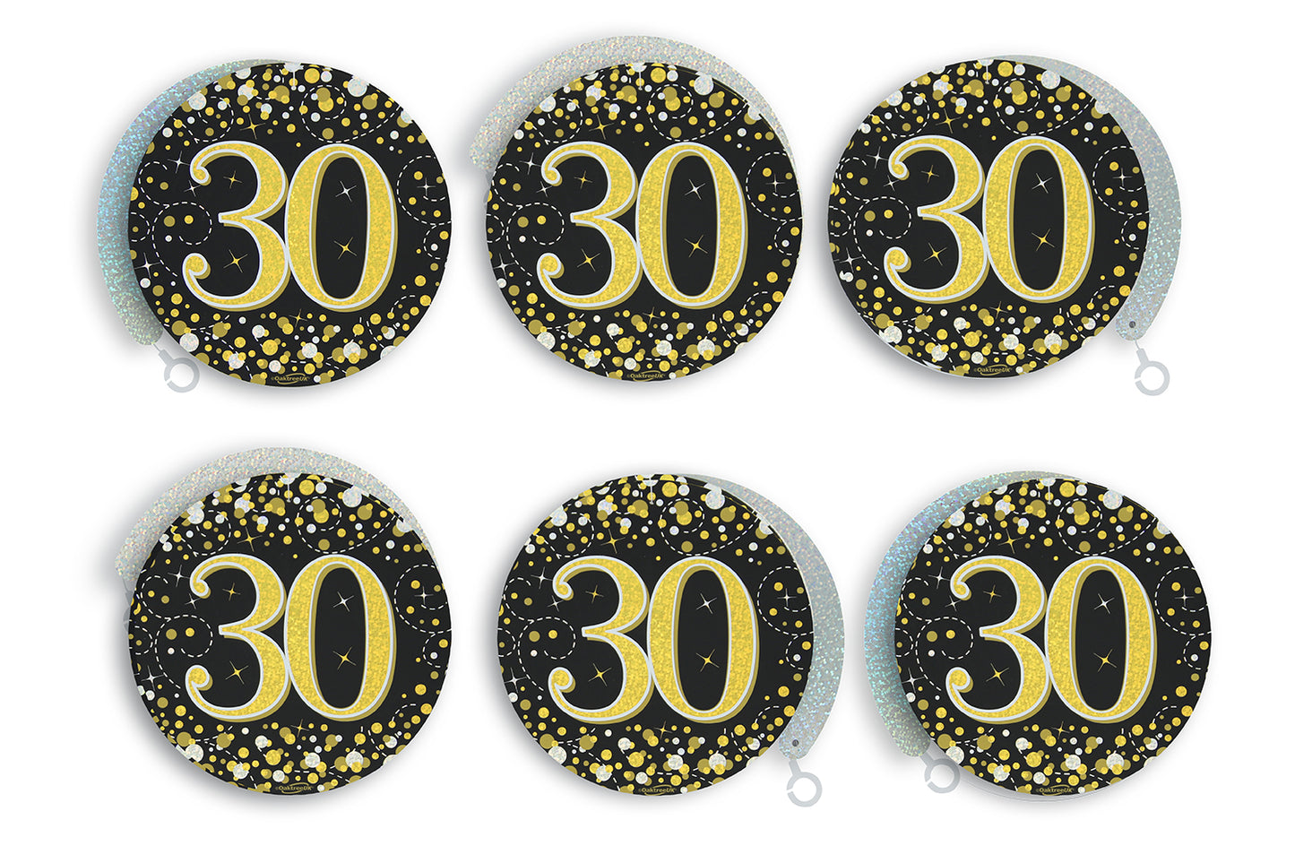 30th Birthday Black & Gold Hanging Swirls
