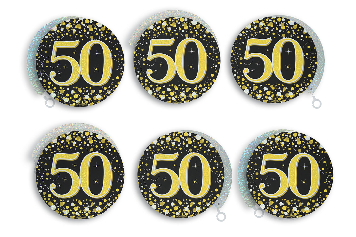 50th Birthday Black & Gold Hanging Swirls