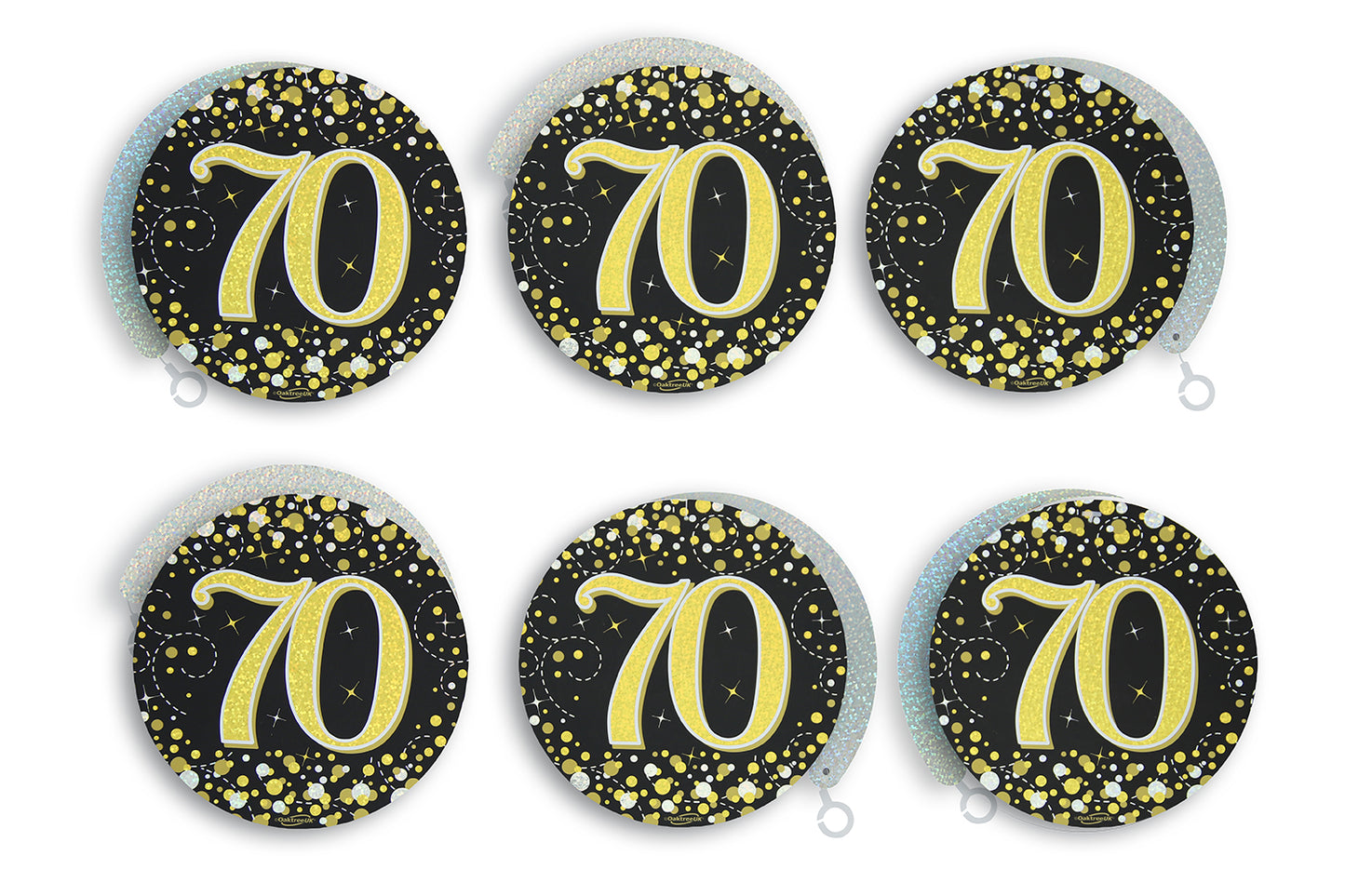 70th Birthday Black & Gold Hanging Swirls