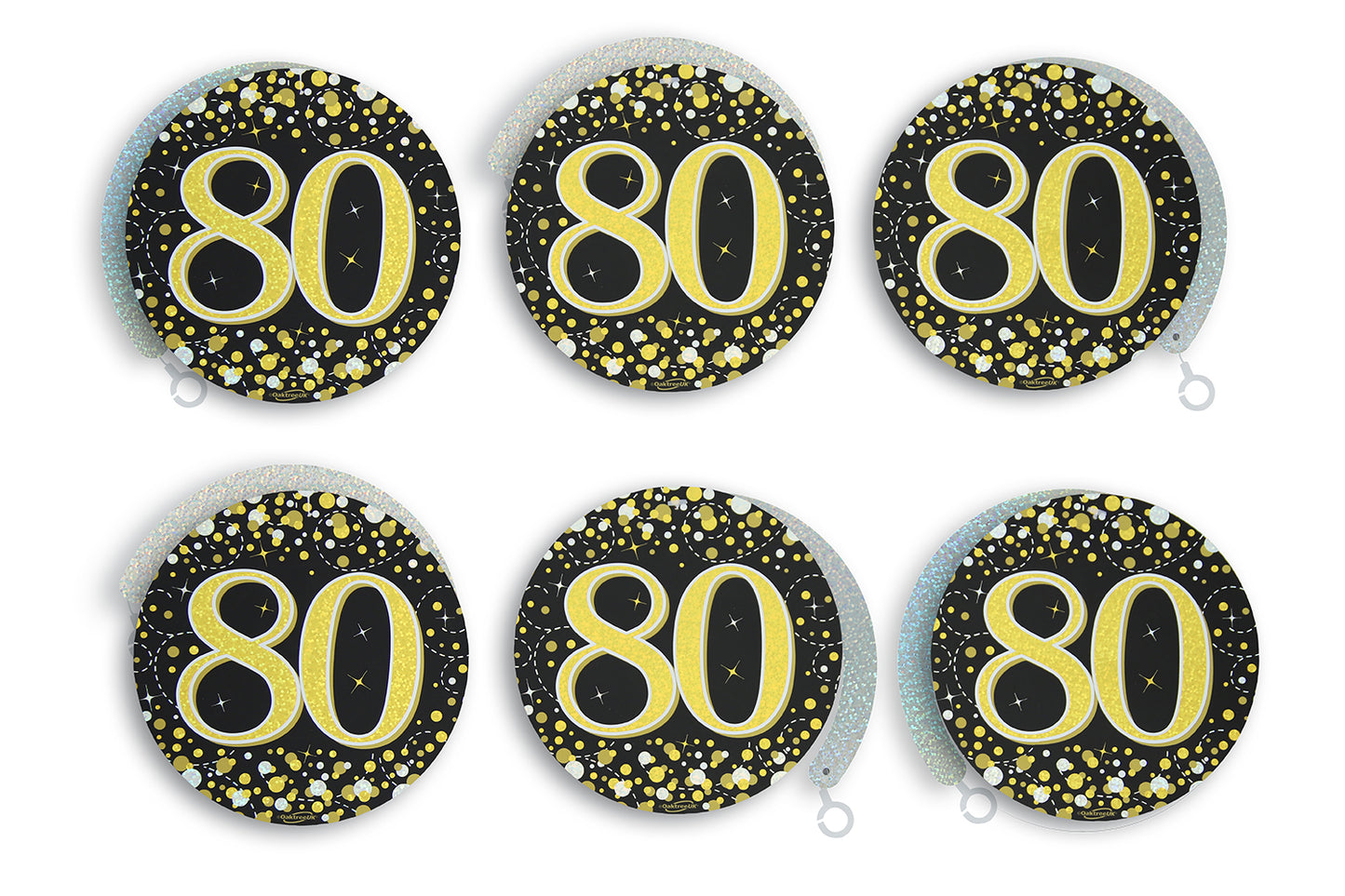 80th Birthday Black & Gold Hanging Swirls