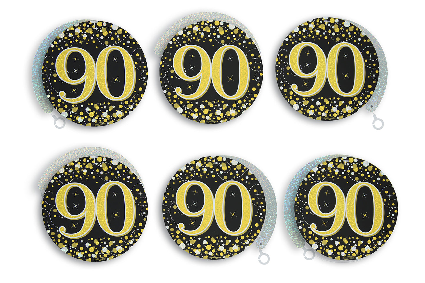 90th Birthday Black & Gold Hanging Swirls