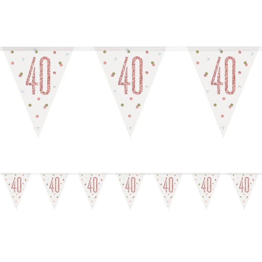 40th Birthday Rose Gold Sparkling Bunting