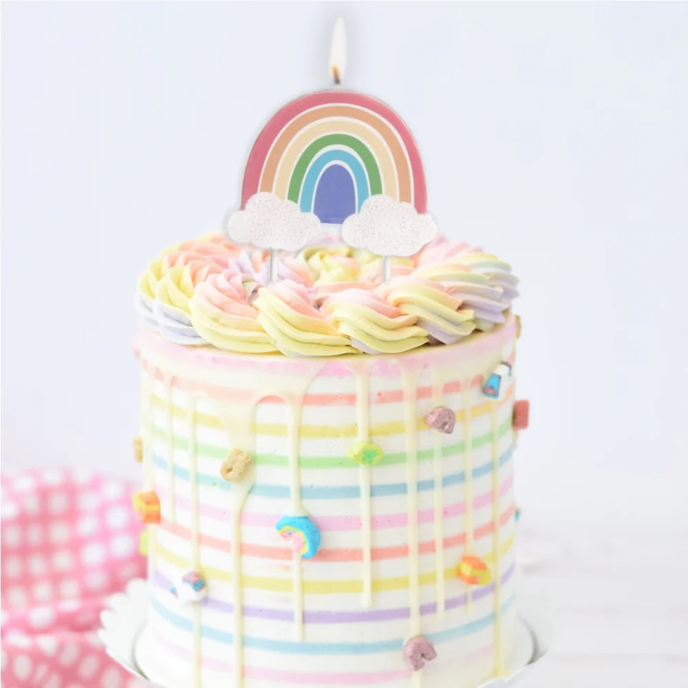 Large Sparkly Rainbow Candle