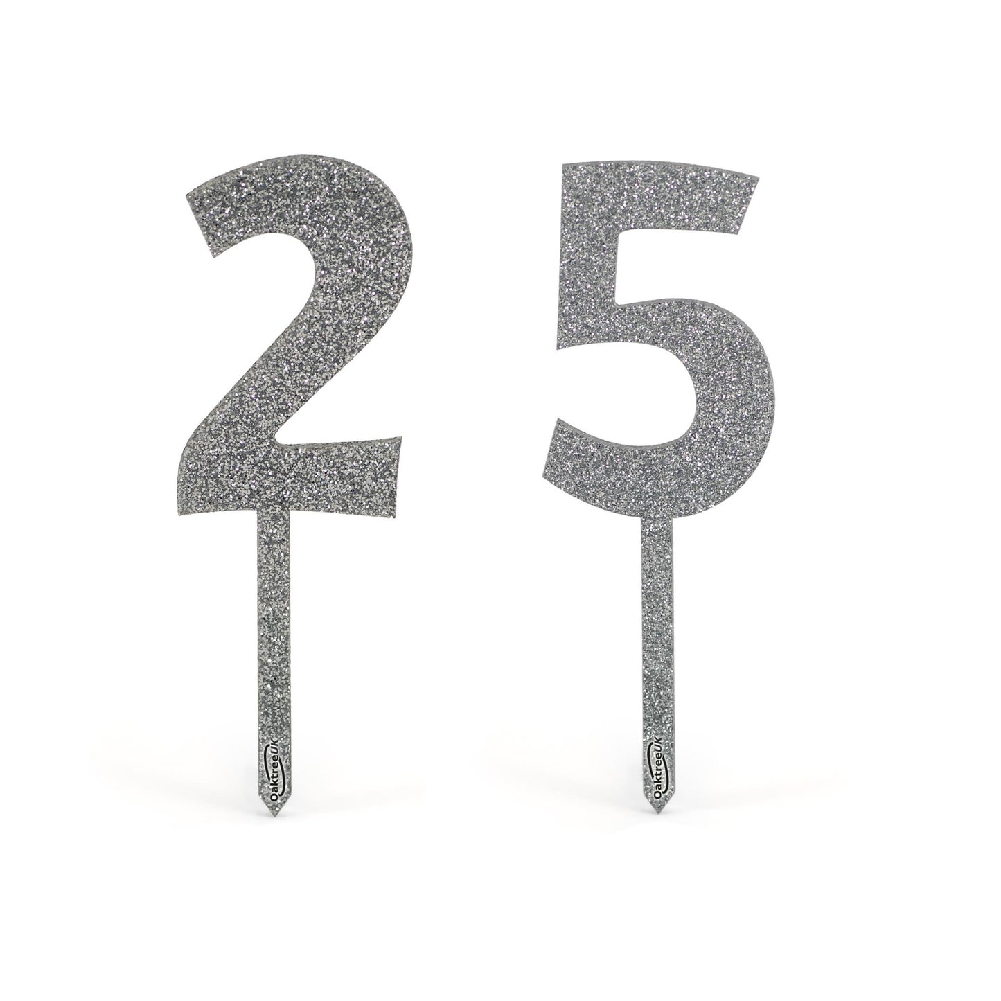 Silver 25 Glitter Cake Toppers