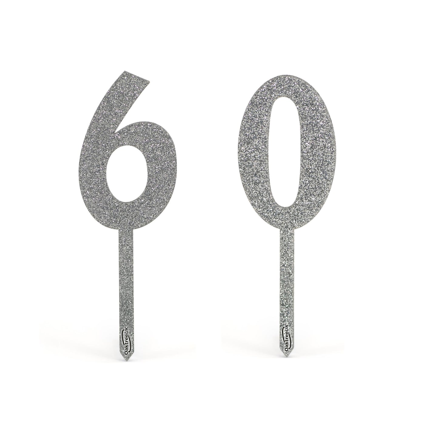 Silver 60 Glitter Cake Toppers