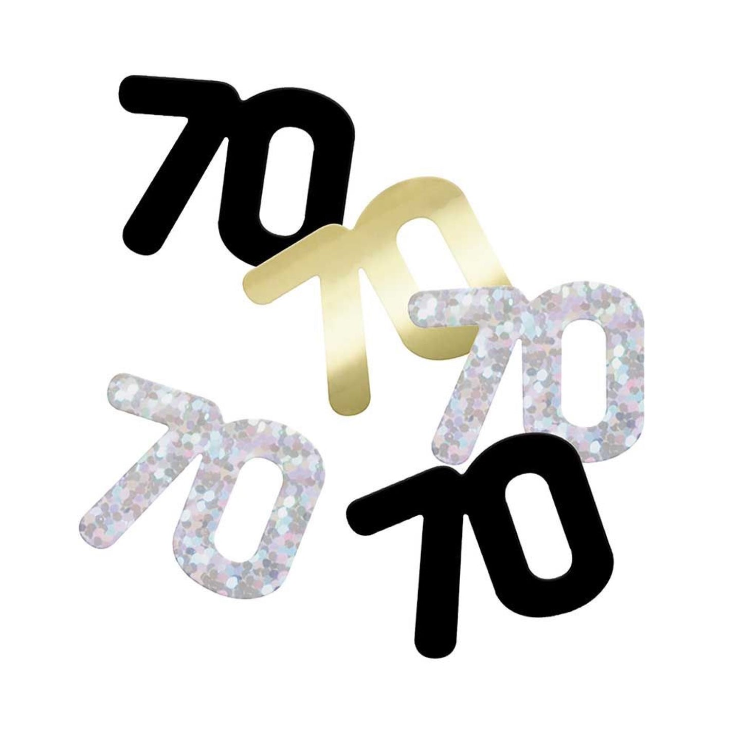 70th Birthday Black & Gold Mixed Table Confetti