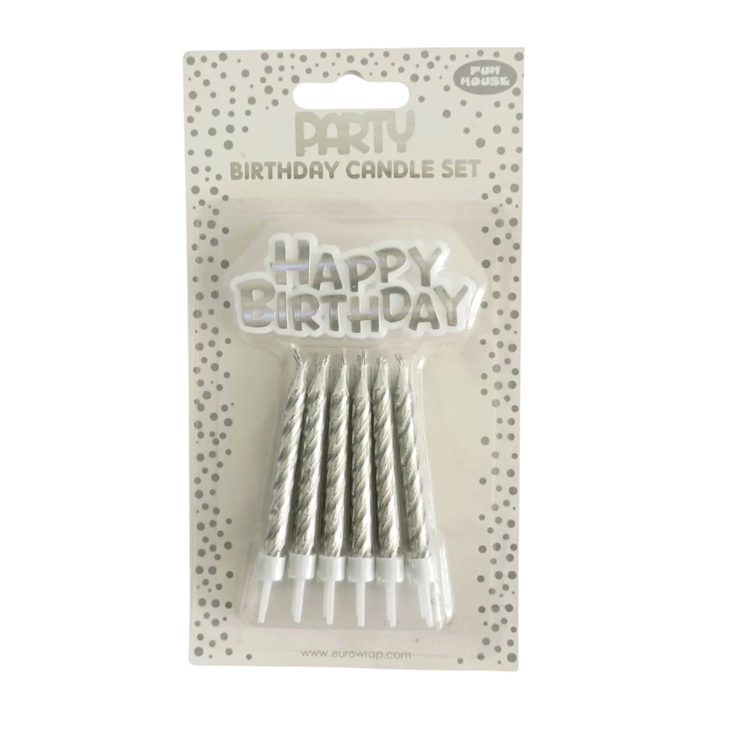 Silver Happy Birthday Candle Set