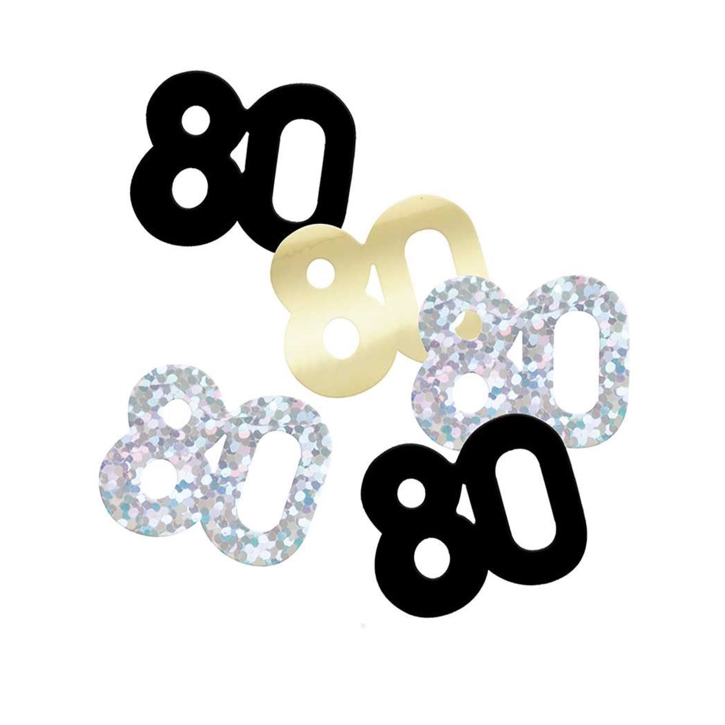 80th Birthday Black & Gold Mixed Table Confetti