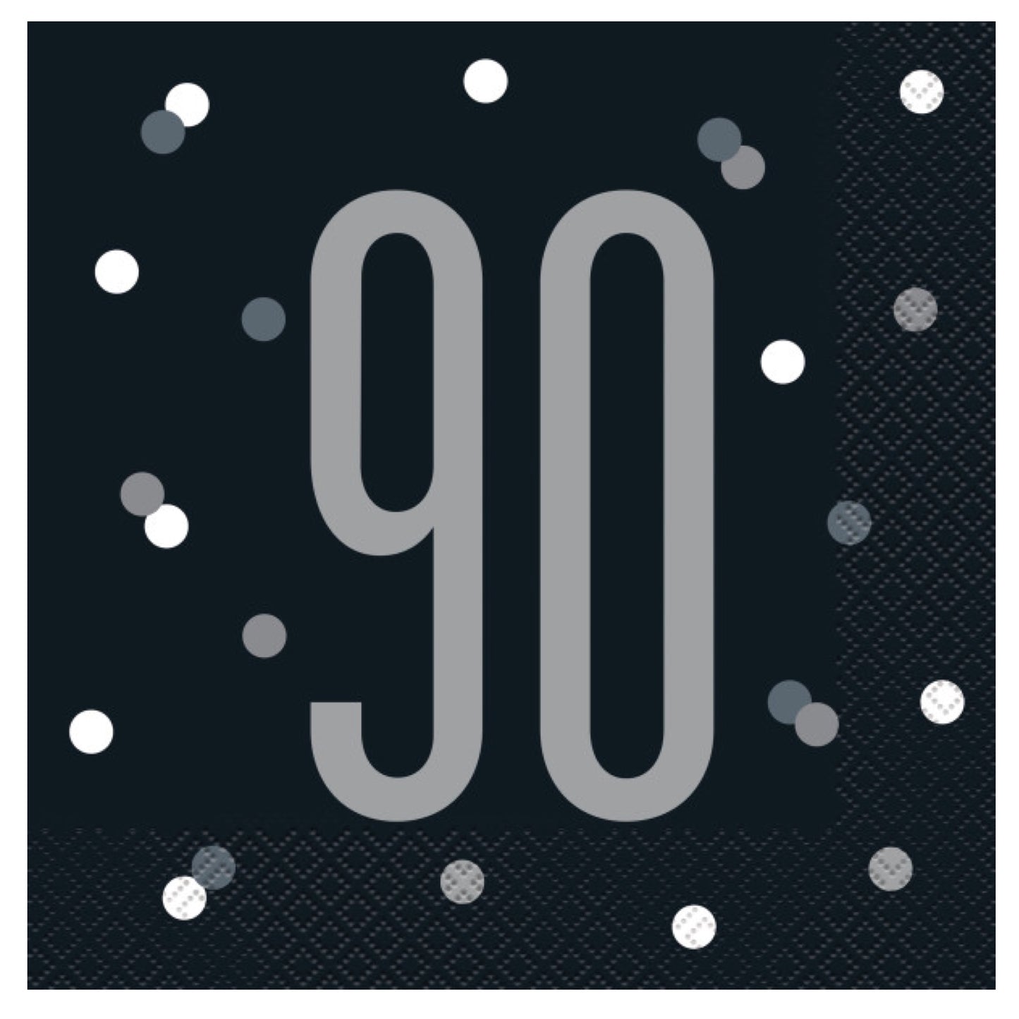 90th Birthday Black Napkins