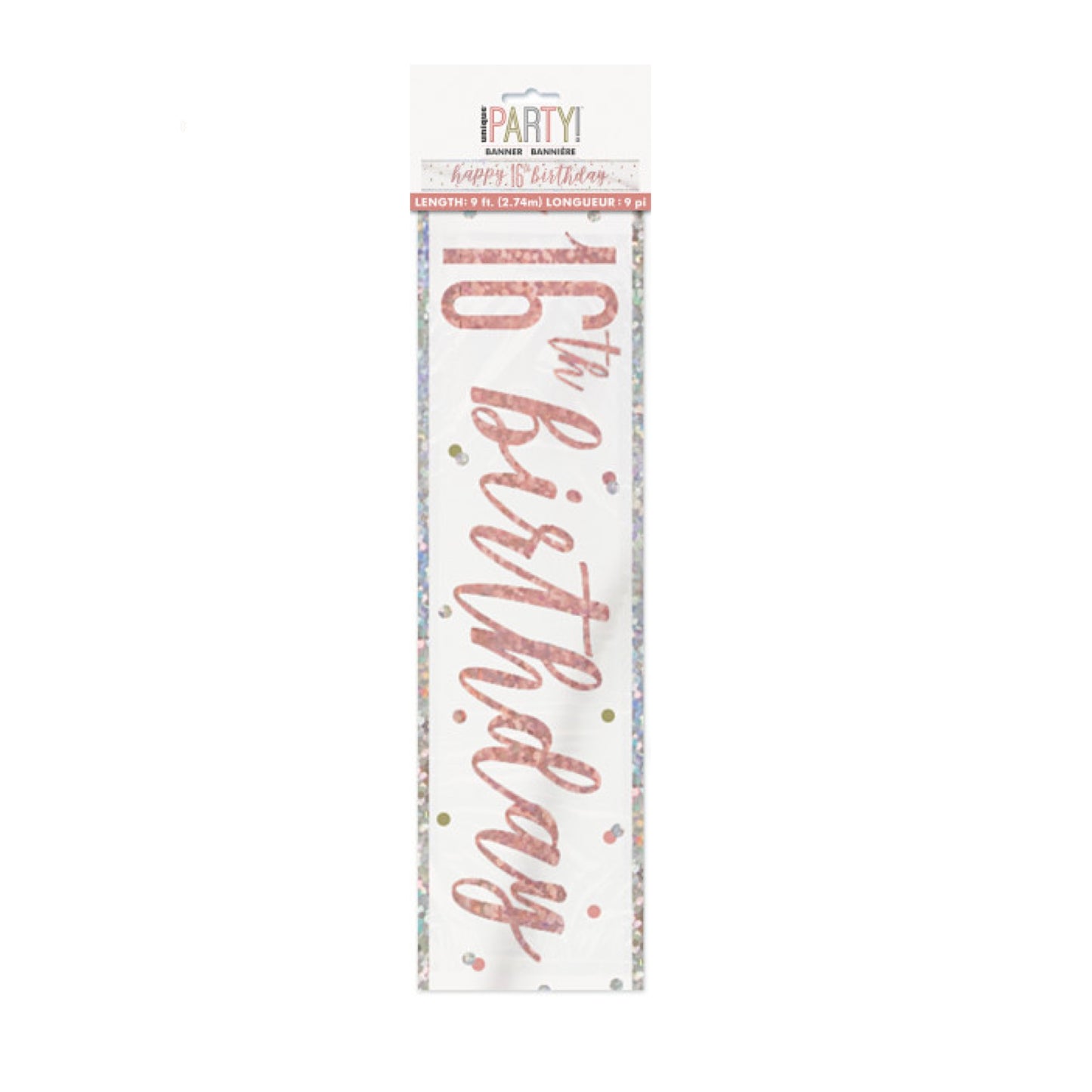 16th Birthday Rose Gold Sparkling Banner