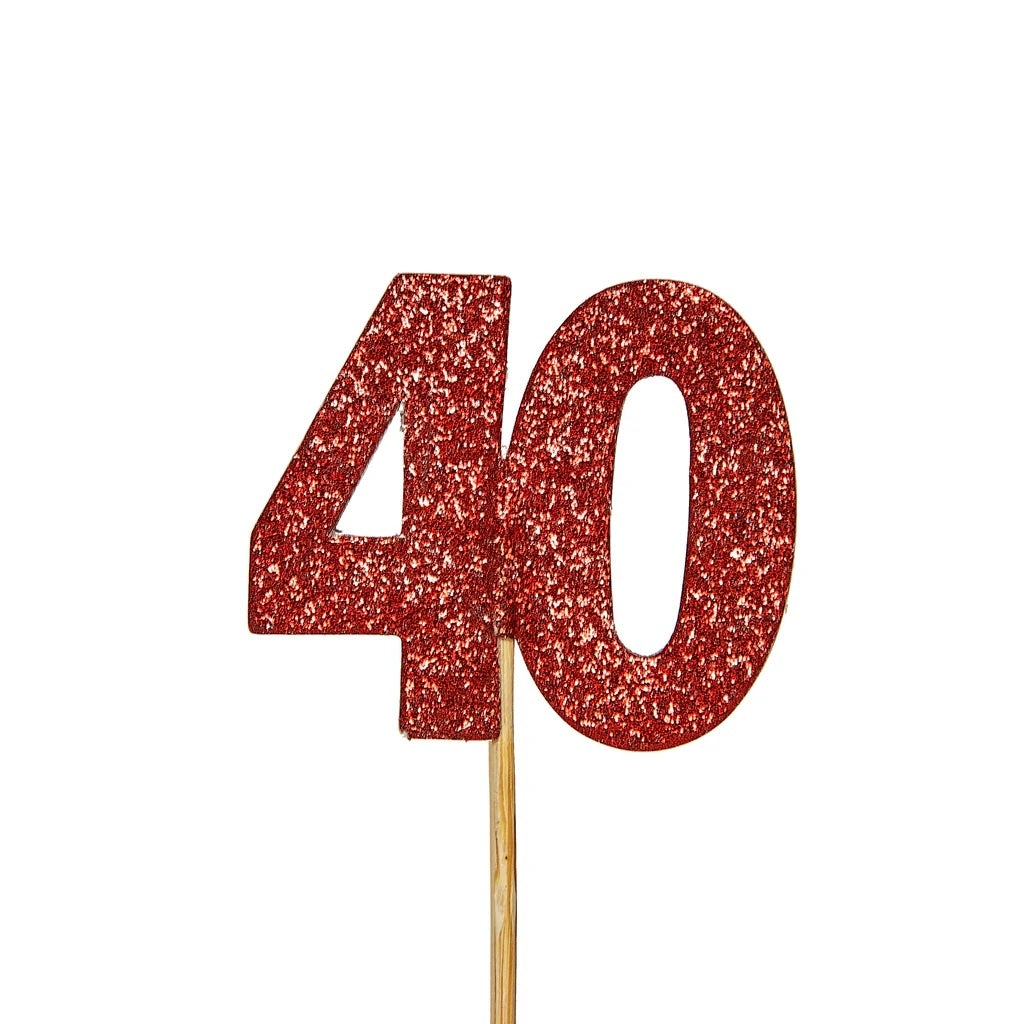 Ruby 40 Glitter Cupcake Toppers