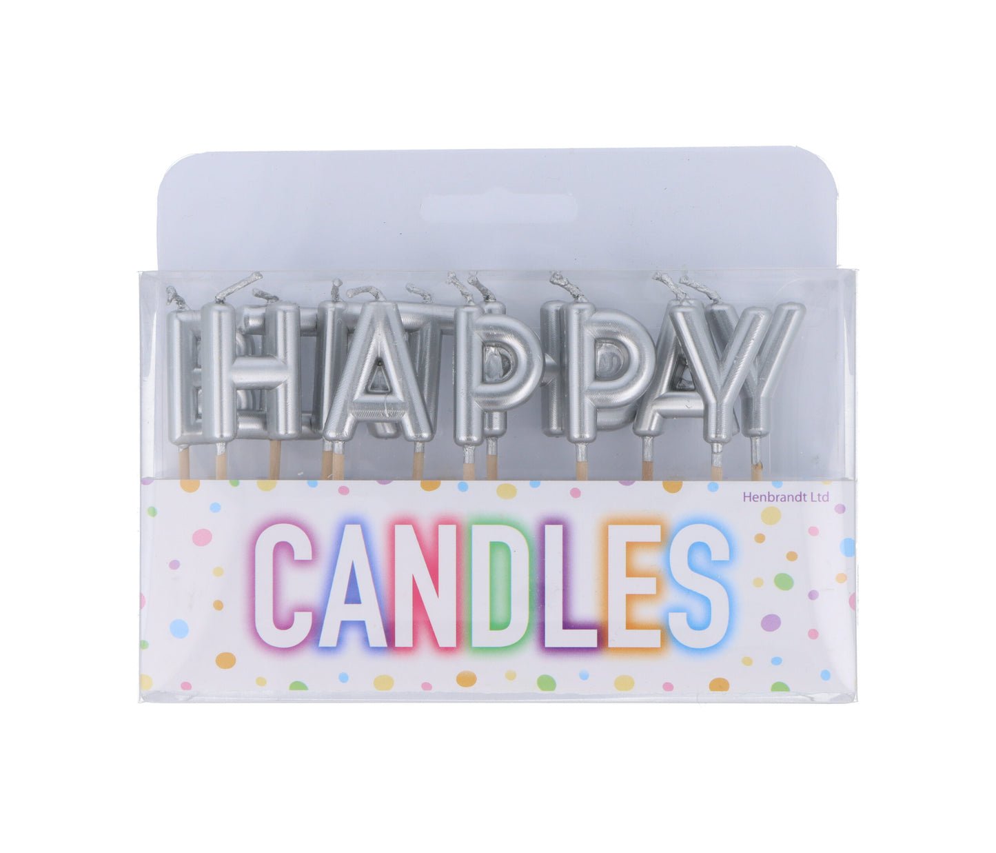 Silver Happy Birthday Candle Set
