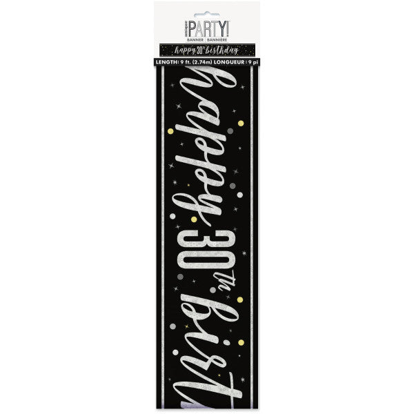 30th Birthday Black Banner