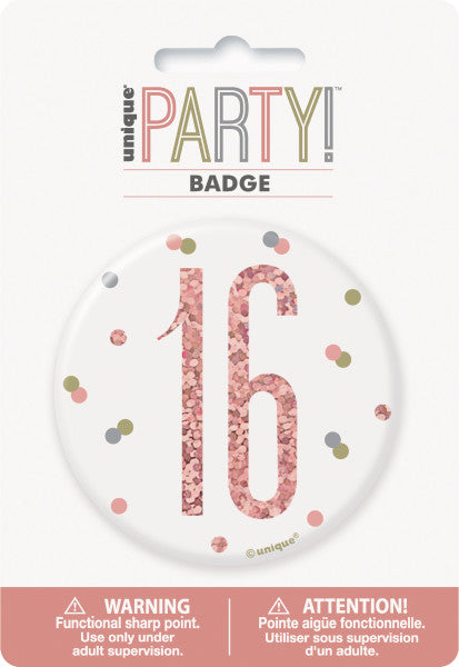 16th Birthday Rose Gold Badge