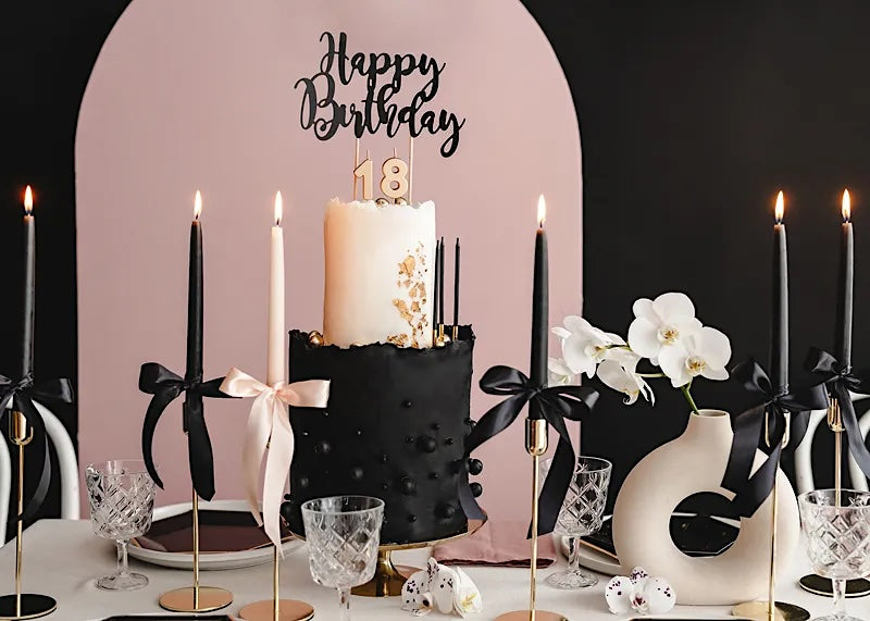 Black Happy Birthday Cake Topper