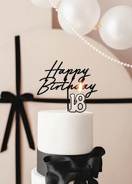 Black & White "18" Birthday Candle