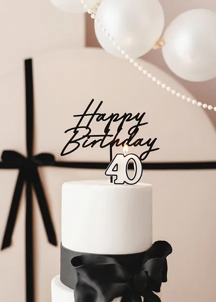 Black & White "40" Birthday Candle