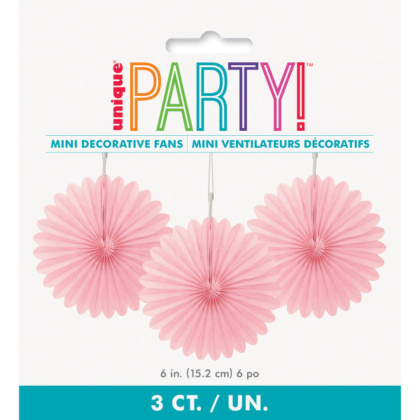 Pink Mini Decorative Fans - 3 Pack