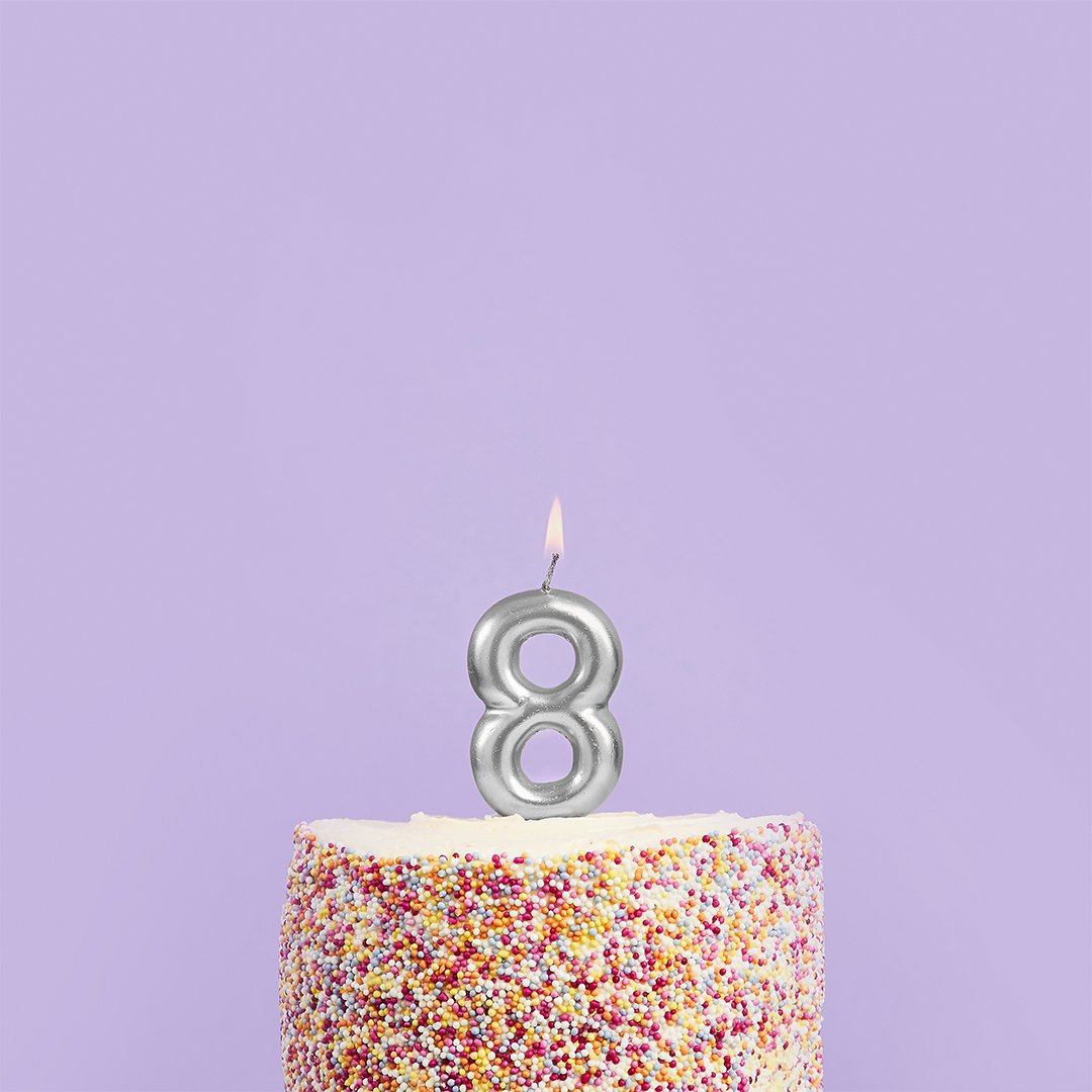 Metallic Silver Numbers 0-9 Candles