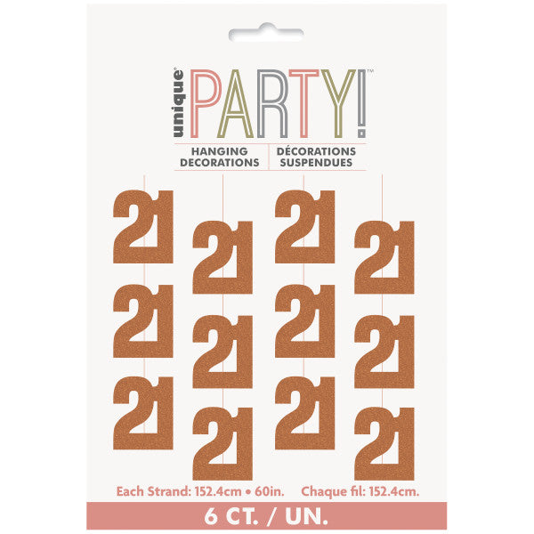 21st Birthday Rose Gold Hanging Strings