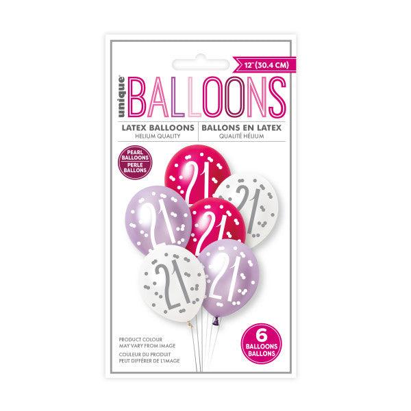 21st Birthday Pink & Purple Mixed Balloons