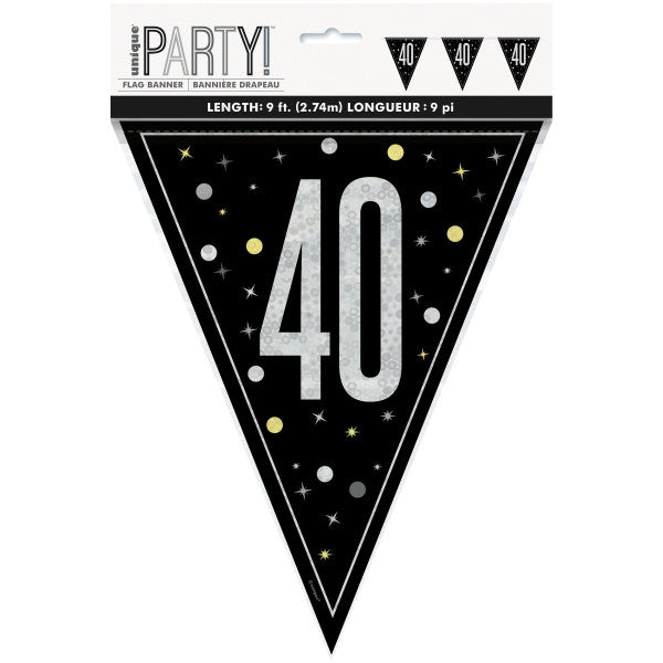 40th Birthday Black Bunting