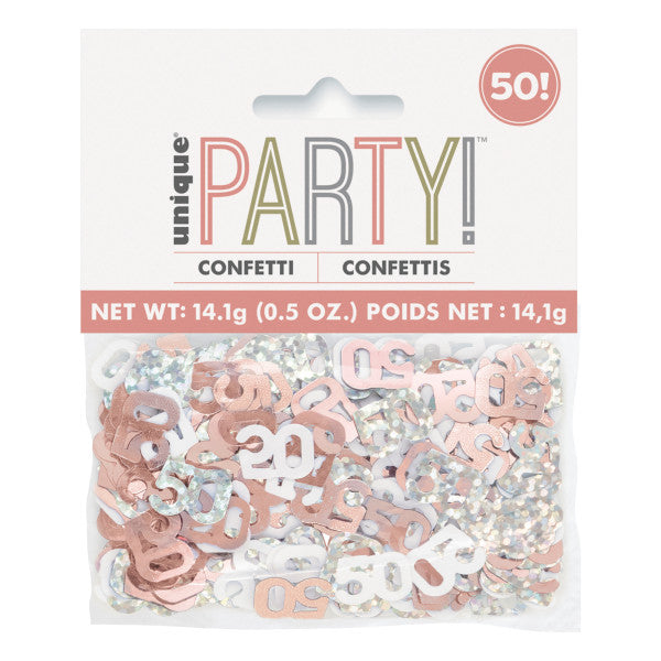 50th Birthday Rose Gold Mixed Confetti