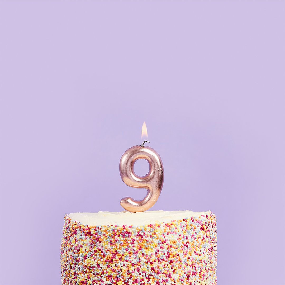 Metallic Rose Gold Numbers 0-9 Candles