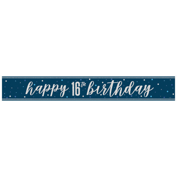16th Birthday Navy Blue Banner