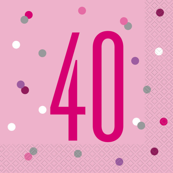 40th Birthday Pink Napkins