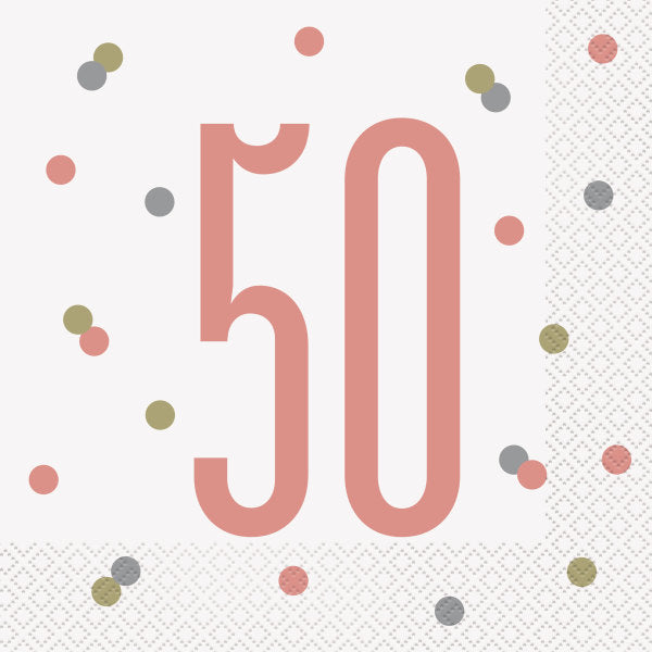 50th Birthday Rose Gold Napkins